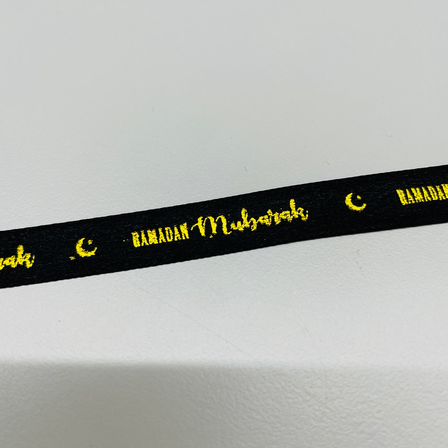 RAMADAN MUBARAK BLACK GOLD SATIN RIBBON