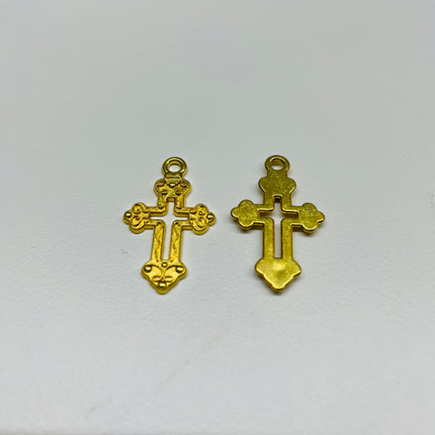 10 X GOLD METAL COPTIC ORTHODOX CROSS CHARMS