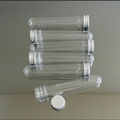 6 X CLEAR TUBES WITH METAL LID