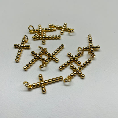 10 X BUBBLE CROSS CHARM