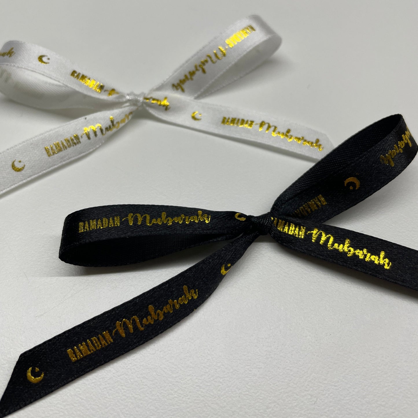 RAMADAN MUBARAK BLACK GOLD SATIN RIBBON