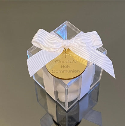 ROUND TAG CLEAR BOX BOMBONIERE