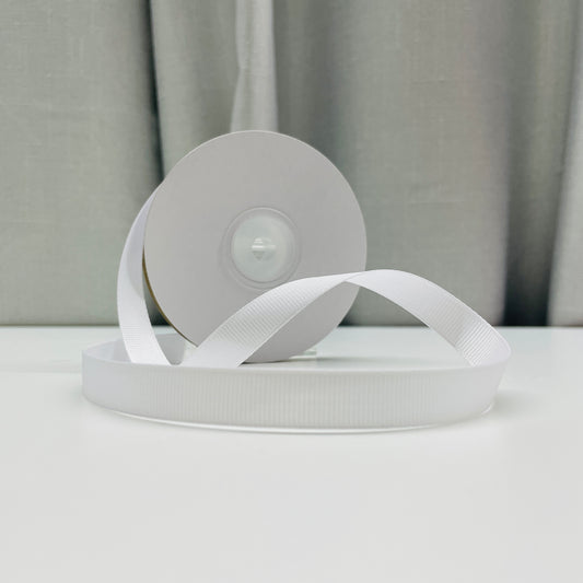 WHITE GROSGRAIN RIBBON 1.2CM WIDE X 22METRES/25YARDS LONG