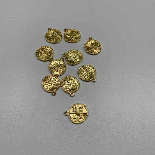 10 x NIKA GOLD CONSTANTINE COIN  BYZANCE ICXC CHARMS
