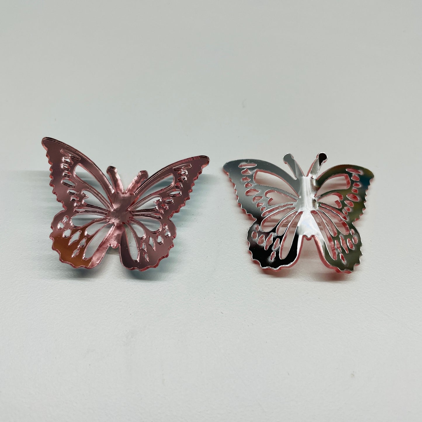 10 X ROSE GOLD ACRYLIC BUTTERFLY DECORATIONS