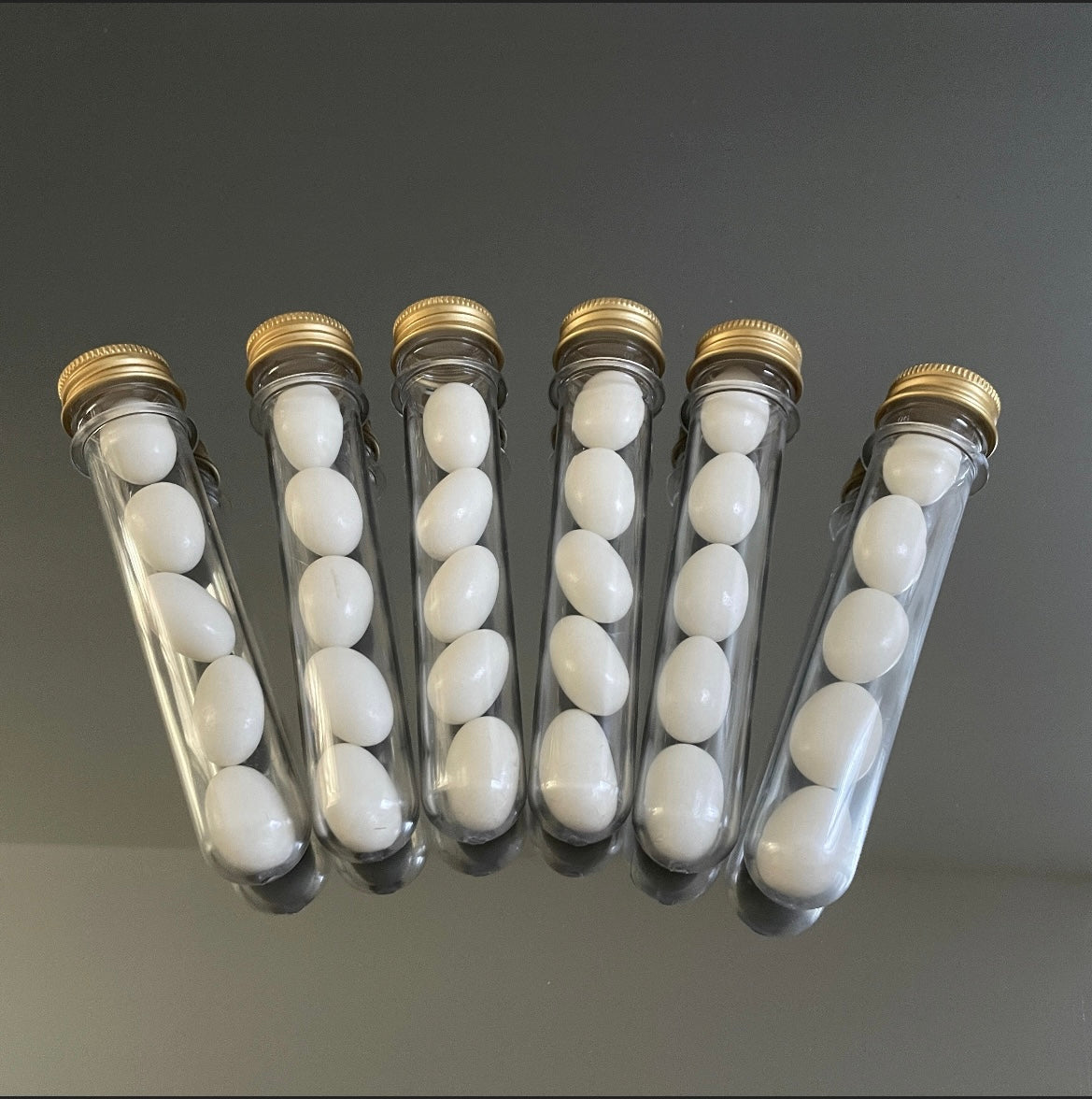 6 X CLEAR TUBES WITH METAL LID