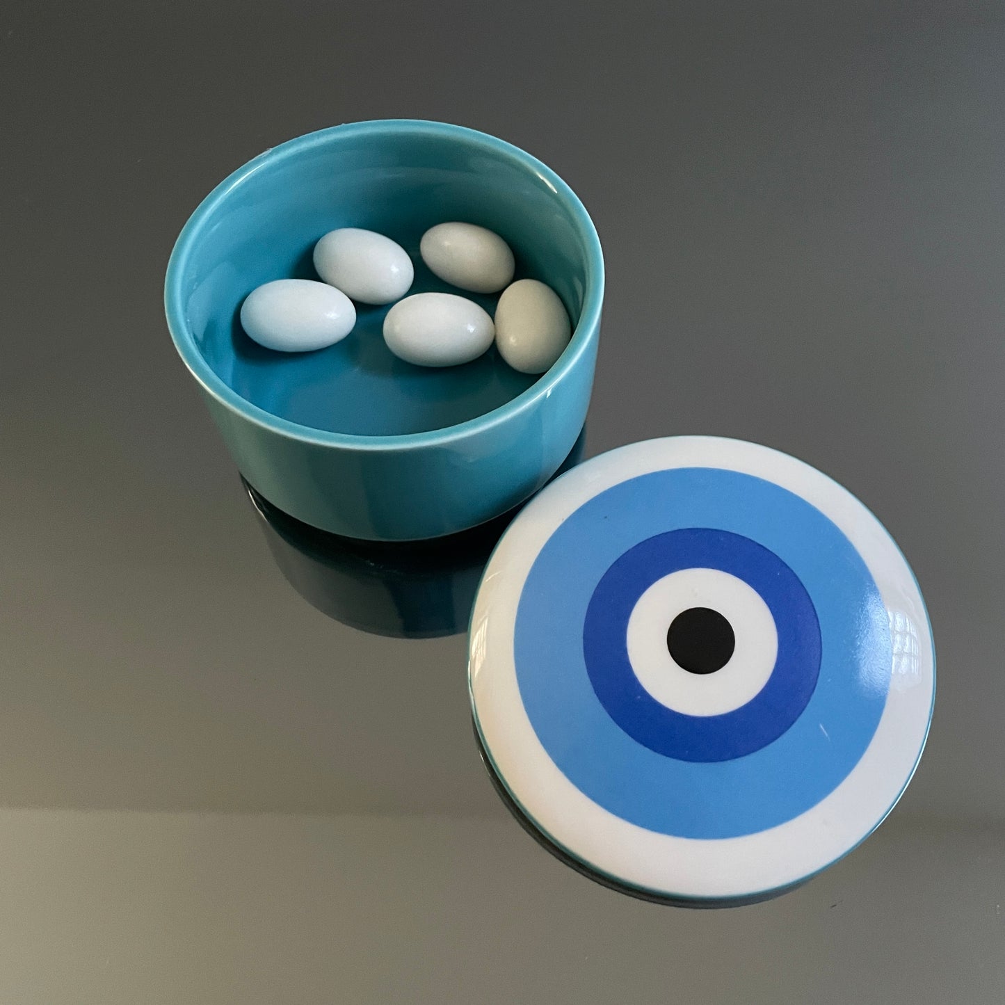 EVIL EYE MATI CERAMIC TRINKET BOX BOMBONIERE