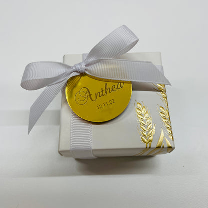 10 X GOLD CROSS WHITE SQUARE BOX