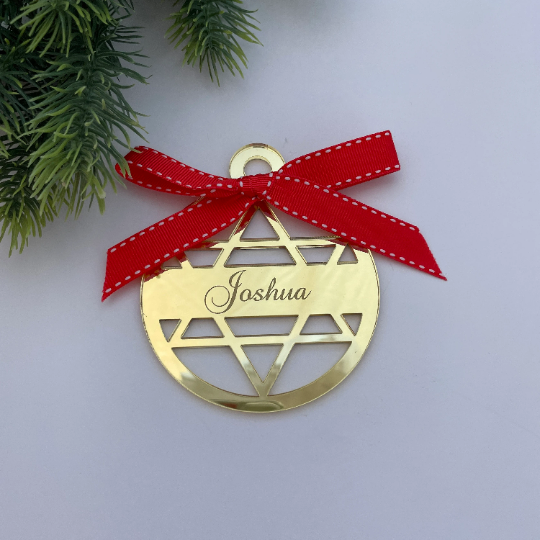 STAR OF DAVID HANUKKAH PERSONALISED BAUBLE