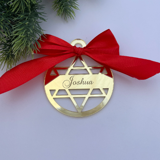STAR OF DAVID HANUKKAH PERSONALISED BAUBLE