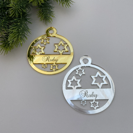 CUSTOM SPARKLING STARS HANUKKAH BAUBLE