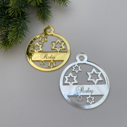 CUSTOM SPARKLING STARS HANUKKAH BAUBLE