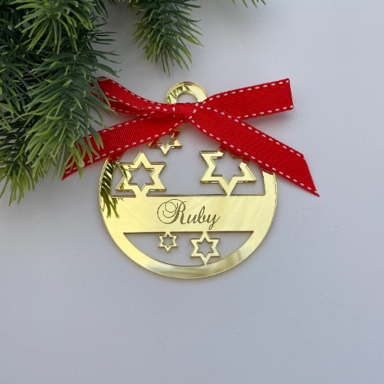 CUSTOM SPARKLING STARS HANUKKAH BAUBLE