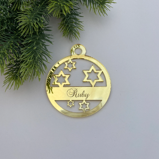 CUSTOM SPARKLING STARS HANUKKAH BAUBLE