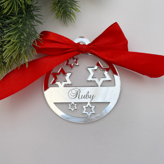 CUSTOM SPARKLING STARS HANUKKAH BAUBLE