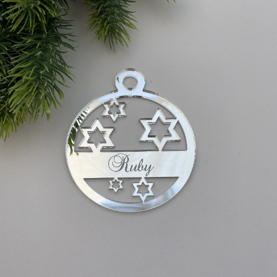 CUSTOM SPARKLING STARS HANUKKAH BAUBLE